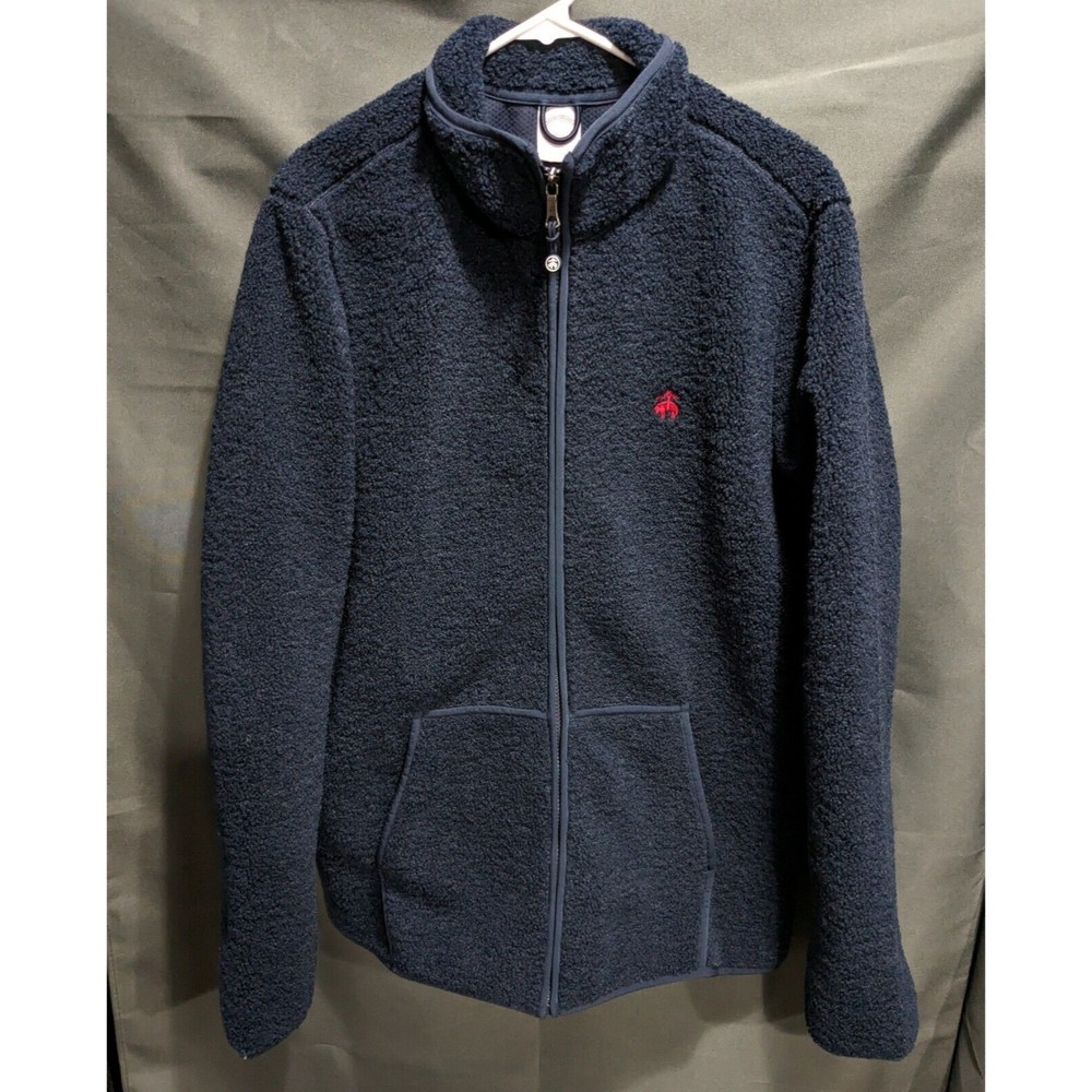 Brooks Brothers Teddy Fleece Full Zip Navy Jacket Men Size Large NWT